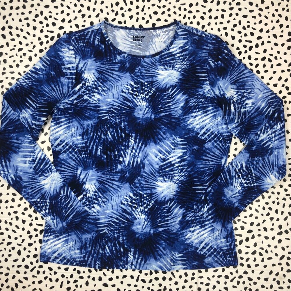 Lands End Tie Dye Long Sleeve Swim Tee Rash Guard Sizes Small, Med, Large